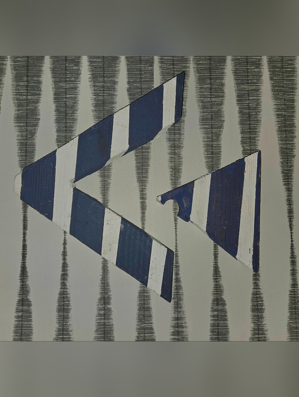 Navy and White Striped Wooden Wall Art